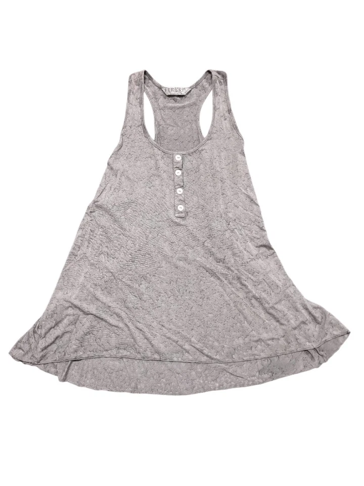 Tryst Gray Hi-Lo Racerback Sleeveless Button Front Top Women's Size Small - Image 1 of 4