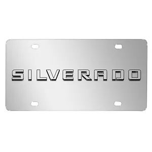 Chevrolet Silverado 3D Typenschild Spiegel Chrom Edelstahl Nummernschild - Bild 1 von 5