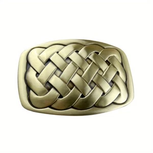 1 pieza Hebilla de cinturón de latón macizo de alta resistencia 3,5 X 2 pulgadas diseño de patrón tejido retro - Imagen 1 de 7