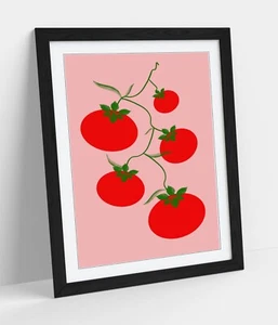 VINE TOMATOES TRENDY MINIMALIST KITCHEN -FRAMED WALL ART PICTURE PRINT ARTWORK - Picture 1 of 10