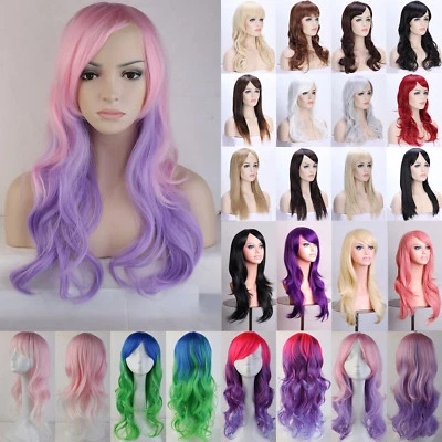 Mujeres Moda Larga Rizada Ondulada Peluca Completa Pelo Sintético Anime Fiesta Juegos con disfraces D109 Foto 1 de 4