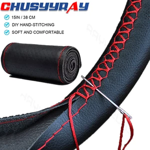15" 38CM Nueva Cubierta de Volante Automático de Cuero Genuino Negro para MITSUBISHI - Imagen 1 de 12