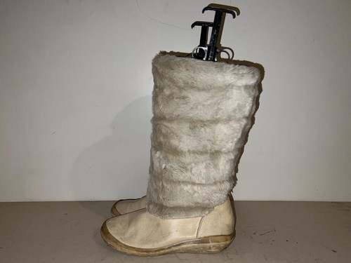 STIVALI TIMBERLAND DONNA BEIGE PELLICCIA SINTETICA METÀ POLPACCIO TAGLIA UK 8 EUR 41 BT045