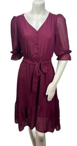 NY Collection Dress Womens size Medium Burgundy New - Picture 1 of 8