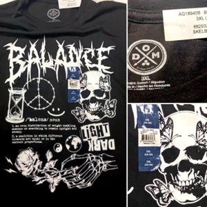 SKELETON BALANCE SCHWARZ-WEISS GRAFIK 3XL SHIRT HALLOWEEN SCHÄDEL - Bild 1 von 8