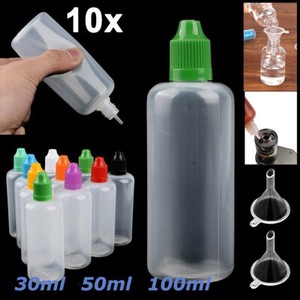10x Liquidflaschen Leer E-Zigarette Dropper Bottle Tropfflaschen + Trichter DHL