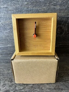Desktop Clock Wooden Table Clock Vintage Square Bamboo Wood Alarm Clock - Picture 1 of 7