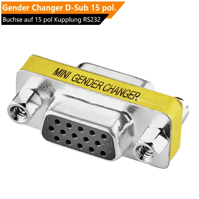 Mini Gender Changer D-SUB 15-Pin Stecker Adapter (W/W) Buchse zu Kupplung - Bild 1 von 4