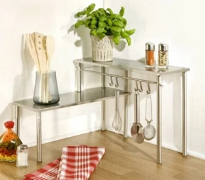 Scaffale da cucina cucina scaffale ad angolo scaffale per spezie scaffale universale in vetro 2 ripiani piano Wenko - Foto 1 di 3