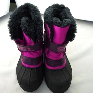Sorel Kids Purple Snow Boots Size 13 Faux Fur Lined Waterproof Winter Boots - Picture 1 of 11