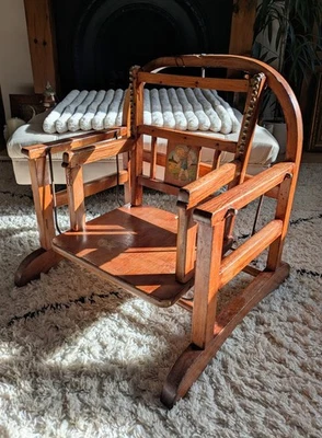 Antique Convertible Wooden High Chair Rocking Chair “Little Boy Blue” Decoration - Image 1 of 4