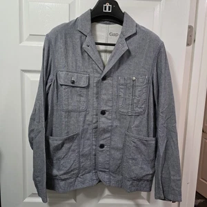 Gap Jacket Mens Blue Chore Utility Worker 1969 Double Layer Light Chambray Med - Picture 1 of 11