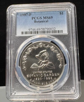 PCGS 1997 P Botanical S$1 Commemorative One Dollar Coin MS 69 -032 - Image 1 of 2