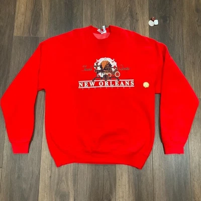 Sudadera Roja Vintage Nueva Orleans Salem Ropa Deportiva Hecha en EE. UU. Talla XL Foto 1 de 4