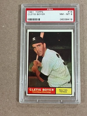 1961 Topps Cletis Boyer #19 New York Yankees Calificado PSA 8 Casi nuevo-como nuevo Foto 1 de 2