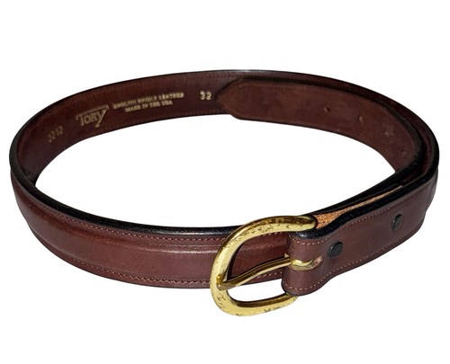 TORY BURCH TORY 2212 INGLESE BRIGLIA PELLE MARRONE UOMO ABITO CINTURA OTTONE 32