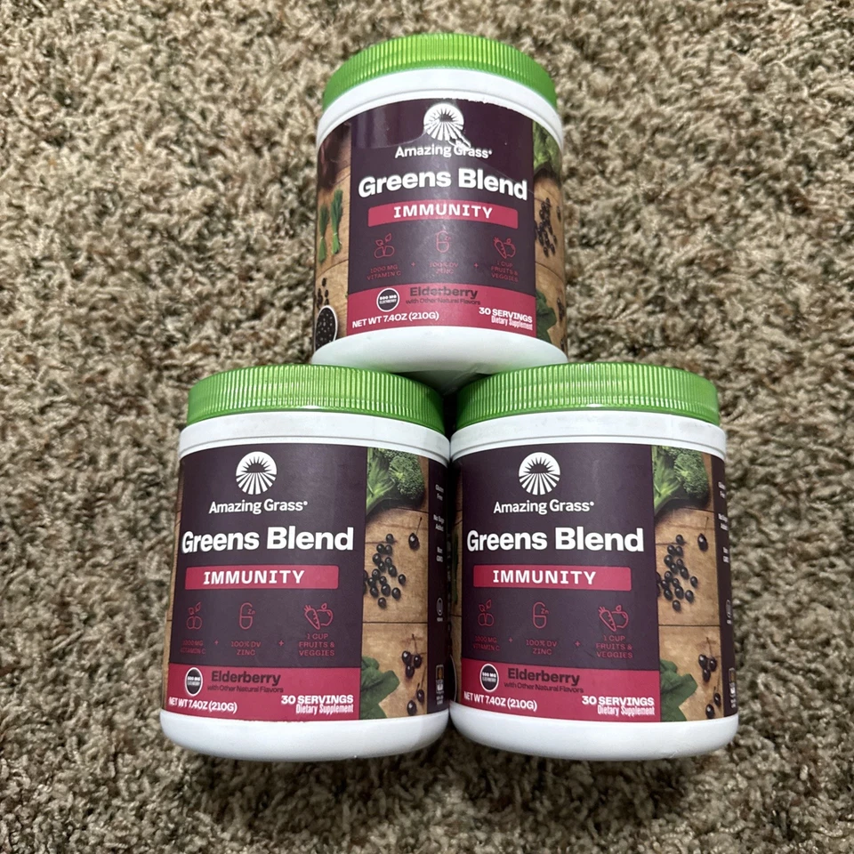 Increíble mezcla de hierbas verdes superalimento, inmunidad, saúco, 30 porciones 3X $49.99 Foto 1 de 4