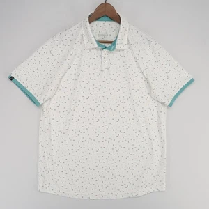 Swannies Polo Shirt Mens XL White Golf Tees Print Performance Polyester - Picture 1 of 8