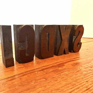5Vintage 2.5" Letterpress wood printing blocks Graphic Art Mixed Lot S-D-C-.-X - Picture 1 of 7
