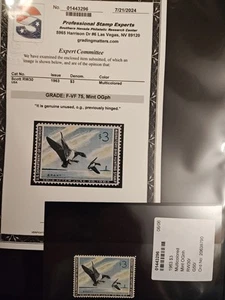 Certified PSE-#RW30 1963 - US Federal Duck Stamp - Mint OG NH ( F - VF ) - Picture 1 of 6