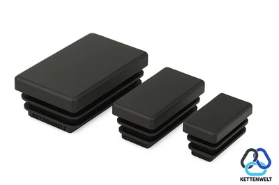 Lamellenstopfen Rechteck Schwarz Rohrstopfen PE Endkappe für Stahlrohr & Alurohr - Bild 1 von 4