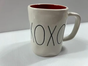 Rae Dunn White XOXO Coffee Cup Mug 16 oz Red Interior - Picture 1 of 6
