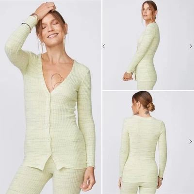 Cárdigan para mujer Monrow Cosmo Rib talla XS en lima descolorida Foto 1 de 4