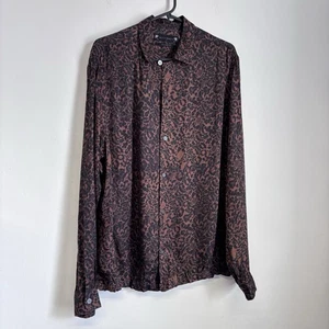 All Saints Shirt Size Medium Brown Halftone Hawaiian Relaxed Fit Leopard Casual - Picture 1 of 12