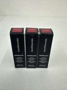 BareMinerals Mineralist Hydra-Smoothing Lipstick OPTIMISM 0.12 Oz* Lot Of 3 - Picture 1 of 4