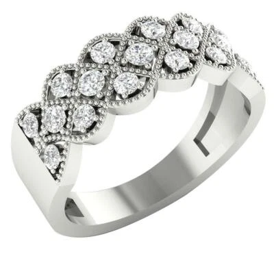 Anillo de compromiso I1 G 0,60 quilates natural corte redondo diamante juego de puntas de oro de 14K Foto 1 de 4