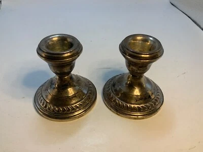 ВИНТАЖНЫЙ набор из 2 утяжеленных подсвечников из стерлингового серебра - Изображение 1 из 4