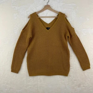 Suéter tejido con recorte de hombro acanalado amarillo Ambiance Apparel para mujer talla pequeña - Imagen 1 de 7