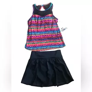 DreamShaper by Miraclesuit Olivia Tankini Swimsuit with Skirt Sz 10 Colorful NEW - Picture 1 of 9