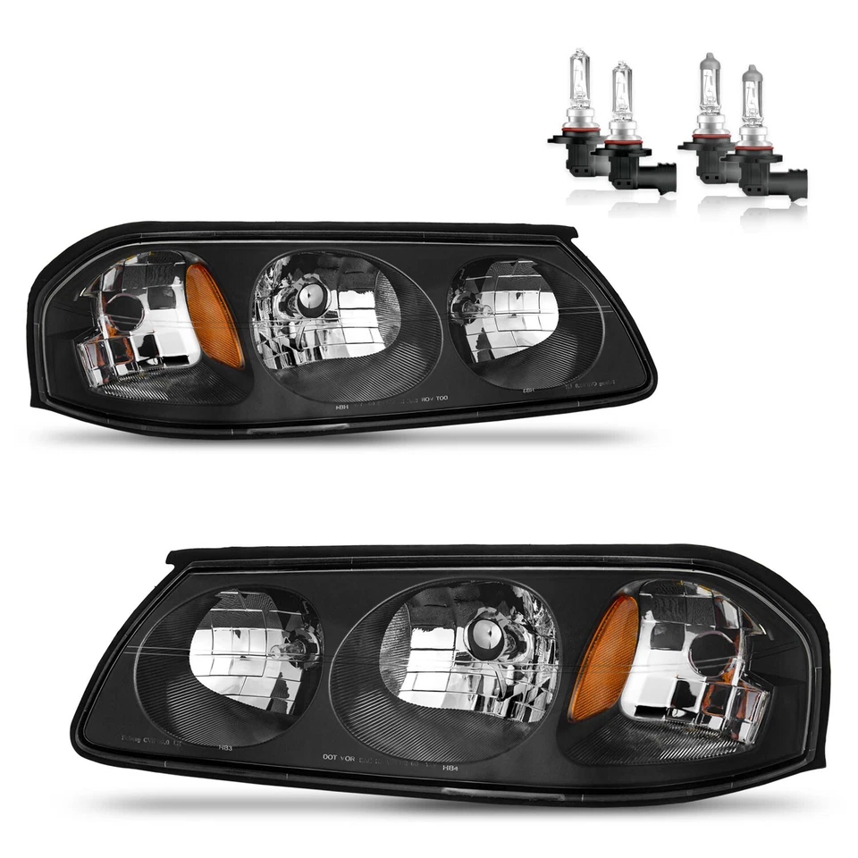 Headlights Assembly for 2000-2005 Chevy Impala w/ Bulbs Pair Left+Right Headlamp Foto 1 de 4