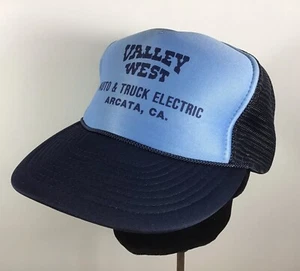 Valley West Auto & Truck Electric Snapback Hat Blue Advertising Nissin Mesh Back - Picture 1 of 8