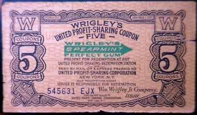 1930 's 5 Cent FRACTIONAL Note Wrigley's Chewing Gum New York Currency FREE SHIP - Image 1 of 2