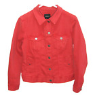 LIVERPOOL Women's (Size Medium) Solid Red Button Front Denim Jacket Cotton Coat