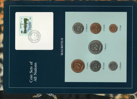 Coin Sets of All Nations Mauritius 1, 1/2, 1/4 Rupee, 10, 5, 2, 1 cents 1978 UNC Cover