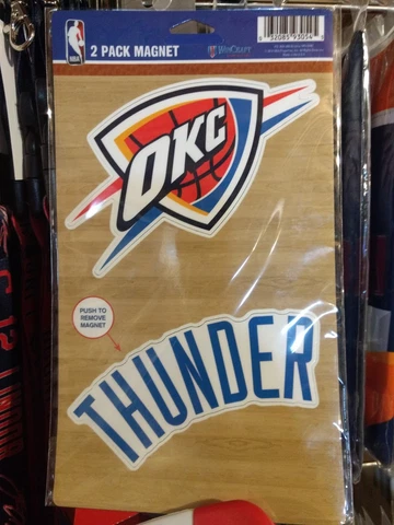 OKLAHOMA CITY THUNDER 2 PACK OF VINYL DIE-CUT MAGNETS HIGH QUALITY HEAVY DUTY Cover