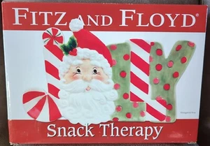 2009 Fitz & Floyd Snack Plate Santa "JOLLY" New in Box-Adorable Christmas Decor! - Picture 1 of 9