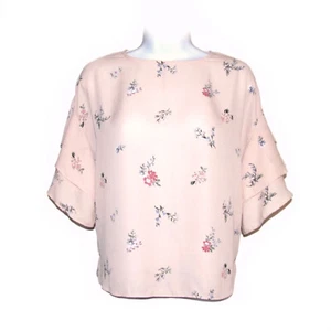 Camicetta donna Vince Camuto in chiffon taglia XS blush pallido floreale top maniche svolazzanti - Foto 1 di 12