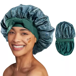 Silk Bonnet for Sleeping Women, Double Layer Satin Hair Bonnet Cap with Tie Band - Picture 1 of 8