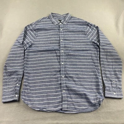 Armani Exchange Shirt Mens XXL Blue Button Down Regular Fit Striped Linen Cotton - Image 1 of 4