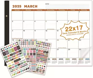 Desk Calendar 2025-2026 Large 22"X17" Monthly Planner Pad with Plastic Cover, Ja - Picture 1 of 9