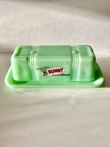 Jadeite Butter Dish With Bunny Bread Design - Picture 1 of 1