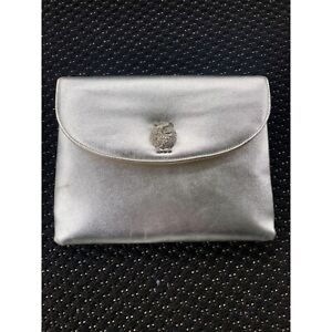 Miss Lewis VTG silver metallic owl purse handbag clutch shoulder strap