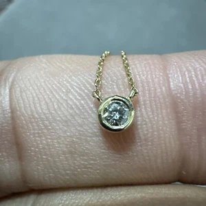 Diamond Solitaire Necklace 14k Yellow Gold for Women , 18” , Gift For Women - Picture 1 of 14