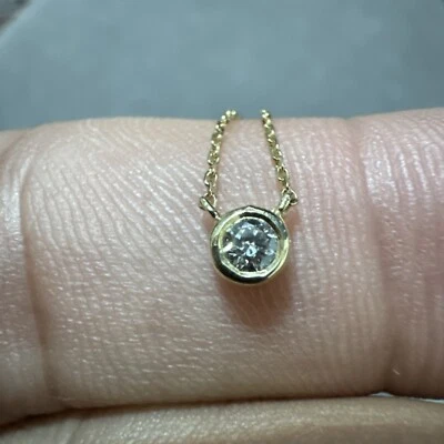 Diamond Solitaire Necklace 14k Yellow Gold for Women , 18” , Gift For Women - Image 1 of 4