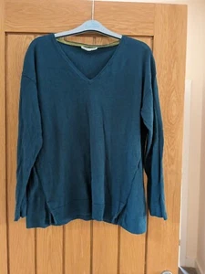 White Stuff Ladies Dark Green Linen & Cotton Long Sleeve Thin Knit Jumper 12 UK - Picture 1 of 5