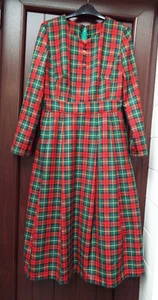 Vtg Homemade Ladies Tartan Wool Blend Dress Lined - Picture 1 of 7
